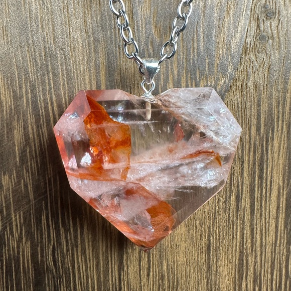 Jewelry - Fire Quartz Heart Necklace Pendant on Chain